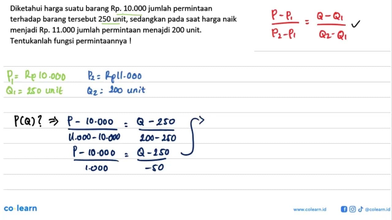 Diketahui harga suatu barang Rp. 10.000 jumlah permintaan