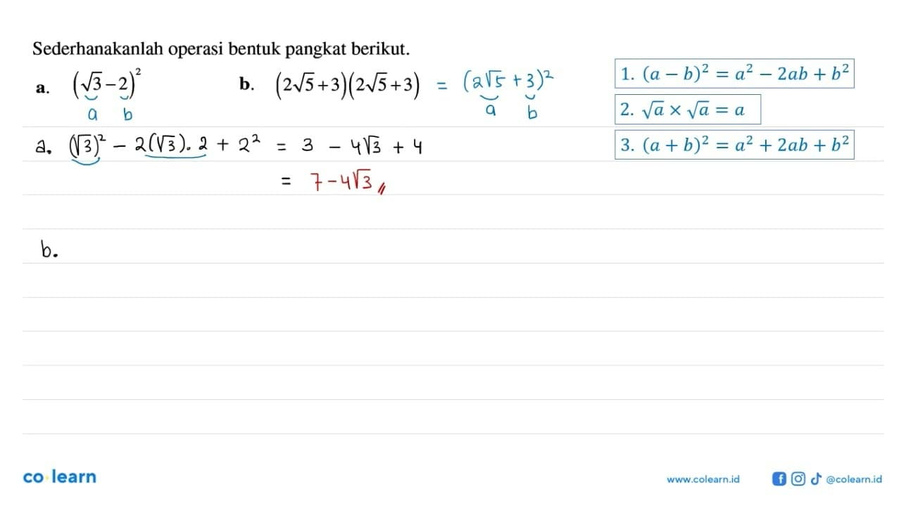 Sederhanakanlah operasi bentuk pangkat berikut. a.