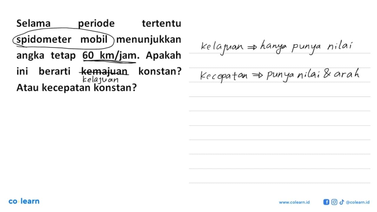 Selama periode tertentu spidometer mobil menunjukkan angka