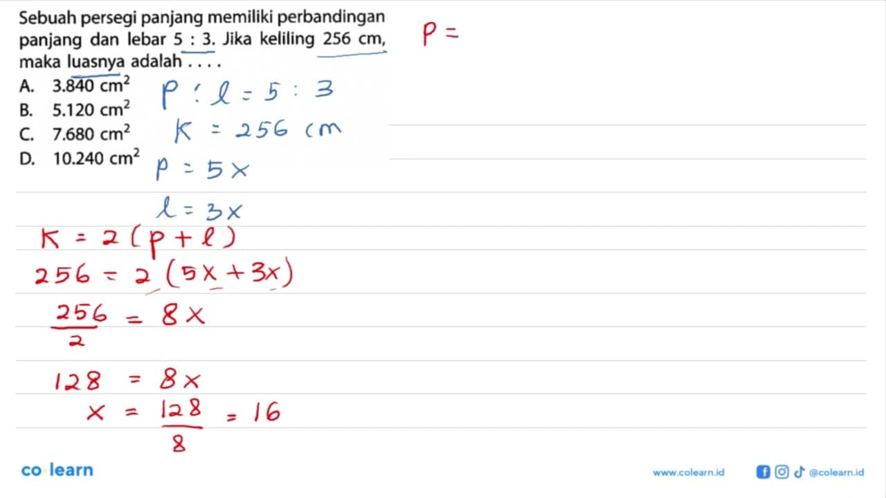 Sebuah persegi panjang memiliki perbandingan panjang dan