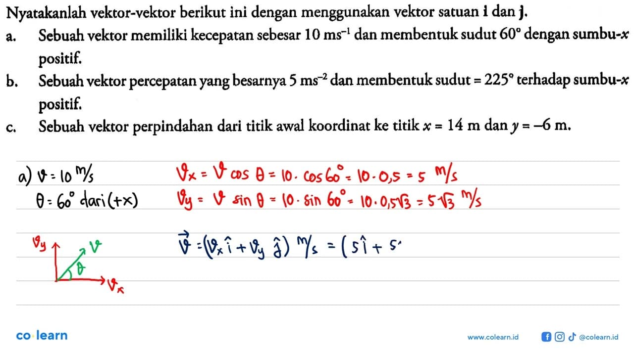 Nyatakanlah vektor-vektor berikut ini dengan menggunakan