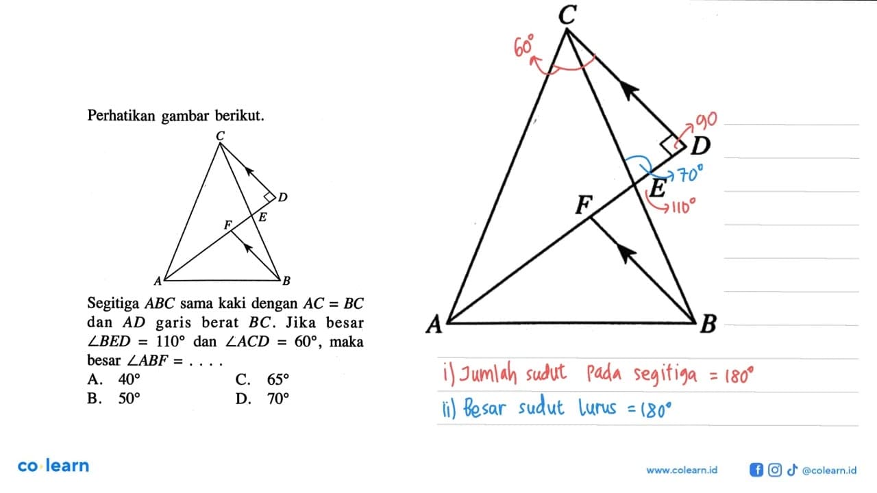 Perhatikan gambar berikut.Segitiga ABC sama kaki dengan