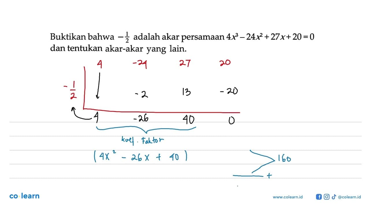 Buktikan bahwa -(1/2) adalah akar persamaan