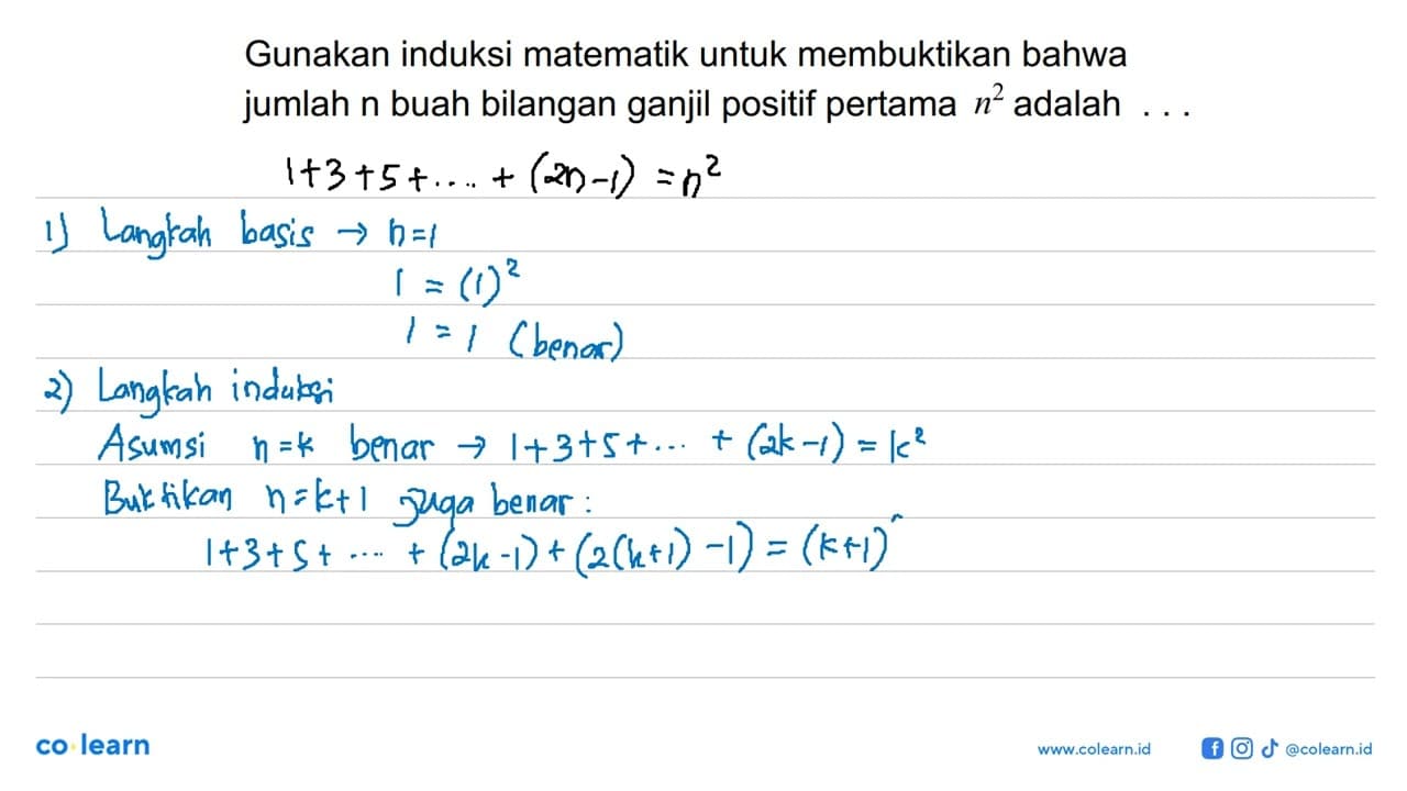 Gunakan induksi matematik untuk membuktikan bahwa jumlah n