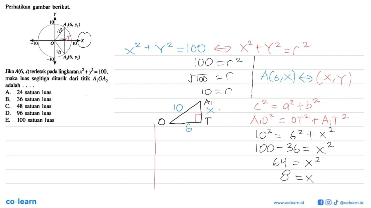 Perhatikan gambar berikut.-10 10 -10 A1(6,y1) A2(6,y2)Jika