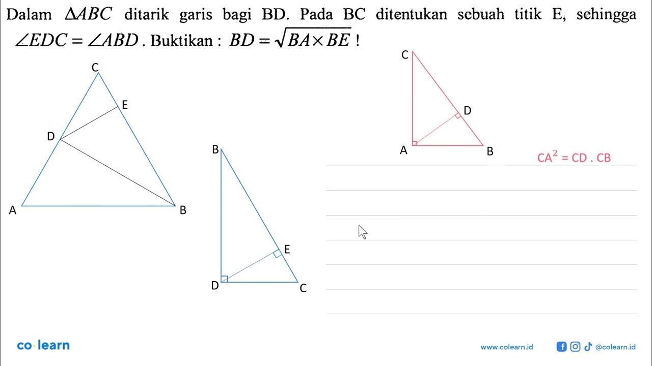 Dalam segitiga ABC ditarik garis bagi BD. Pada BC