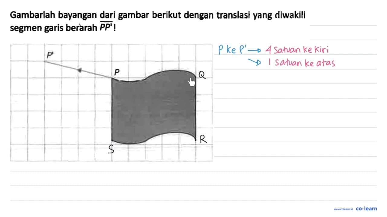 Gambarlah bayangan dari gambar berikut dengan translasi