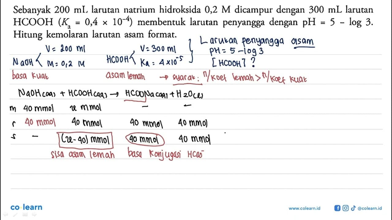 Sebanyak 200 mL. larutan natrium hidroksida 0,2 M dicampur