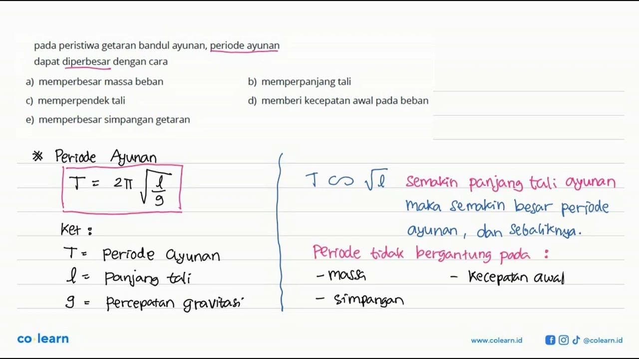 pada peristiwa getaran bandul ayunan, periode ayunan dapat