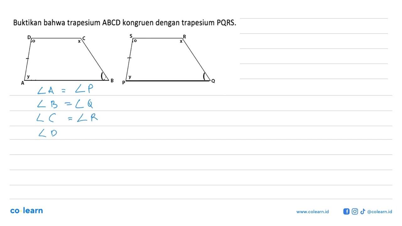 Buktikan bahwa trapesium ABCD kongruen dengan trapesium