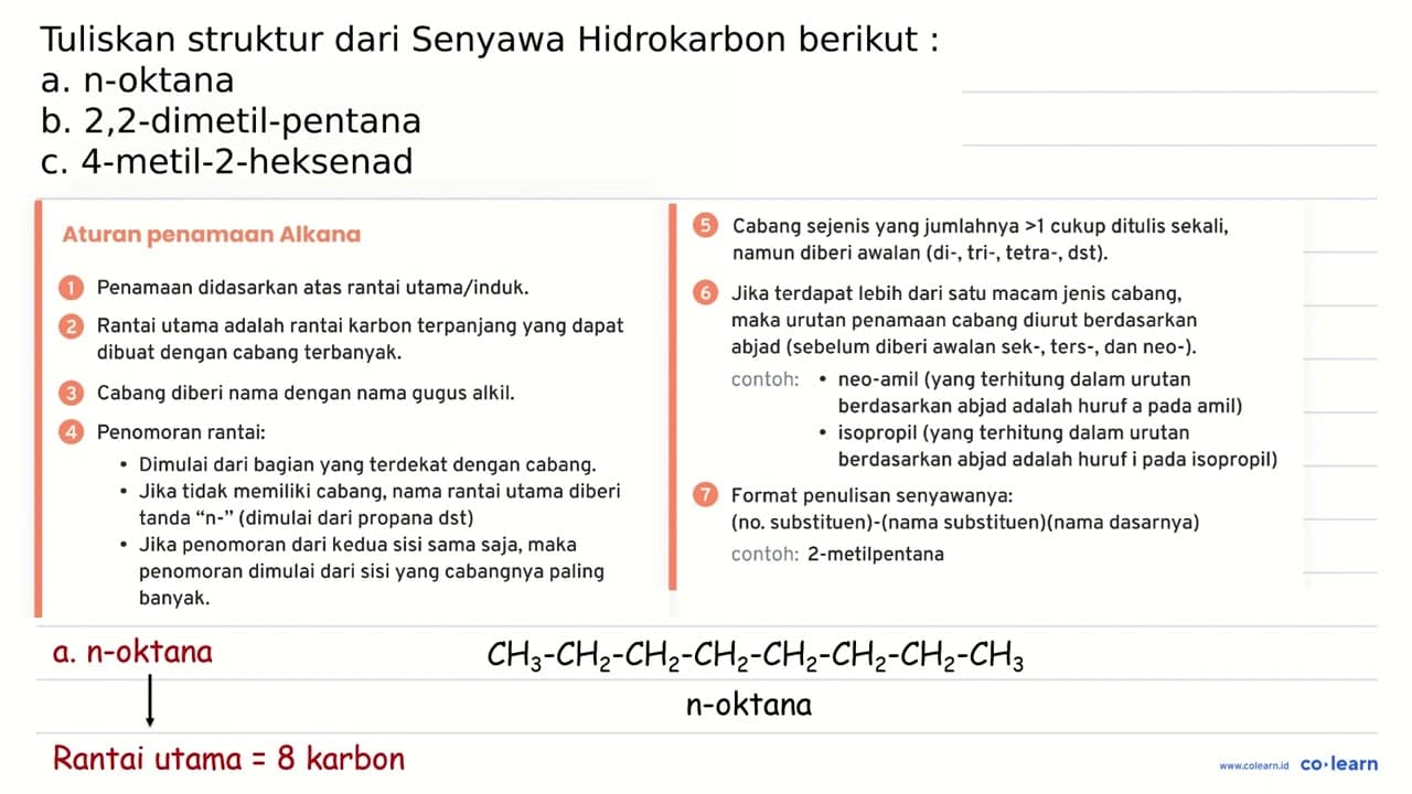 Tuliskan struktur dari Senyawa Hidrokarbon berikut : a.