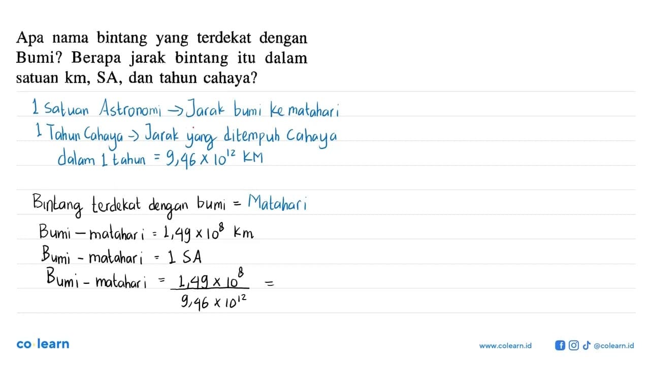 Apa nama bintang yang terdekat dengan Bumi? Berapa jarak