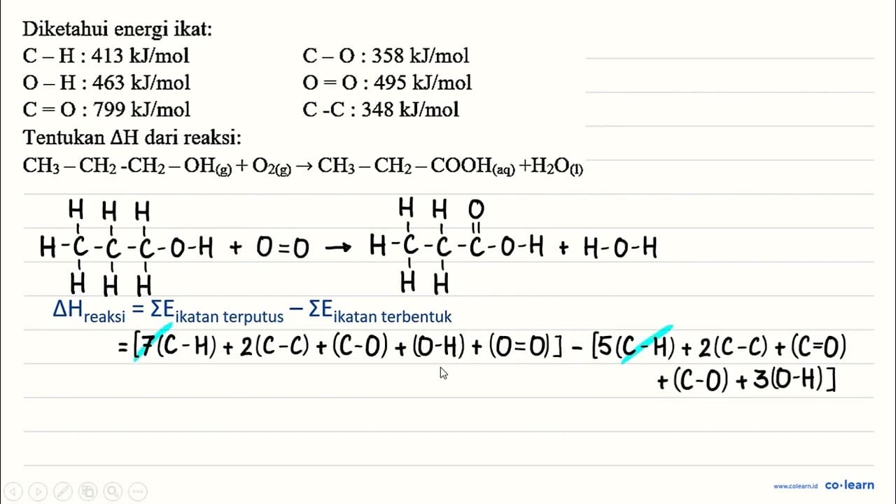 Diketahui energi ikat: C-H: 413 ~kJ / mol C-O: 358 ~kJ /