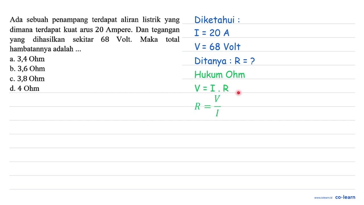 Ada sebuah penampang terdapat aliran listrik yang dimana