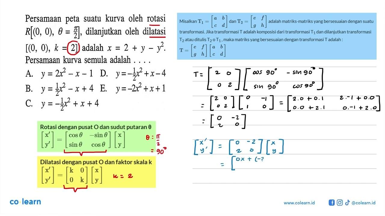 Persamaan peta suatu kurva oleh rotasi R[(0, 0),