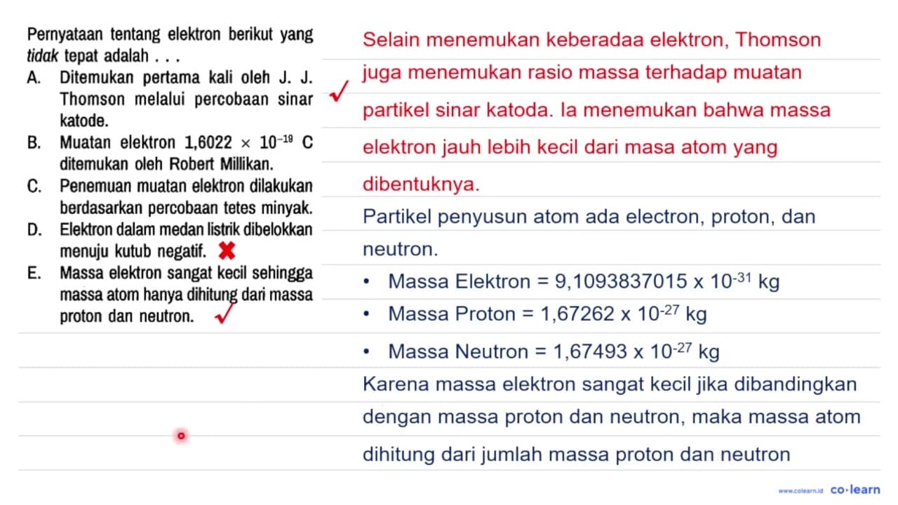 Pernyataan tentang elektron berikut yang tidak tepat adalah