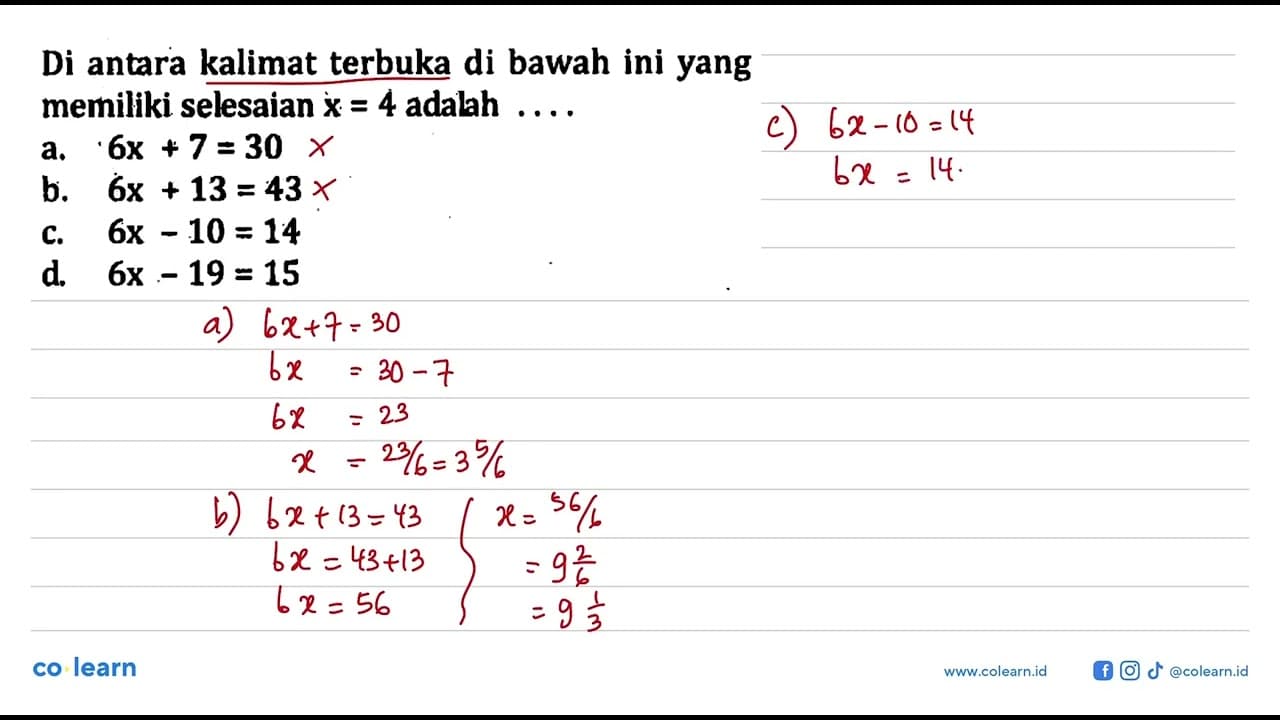 Di antara kalimat terbuka di bawah ini yang memiliki