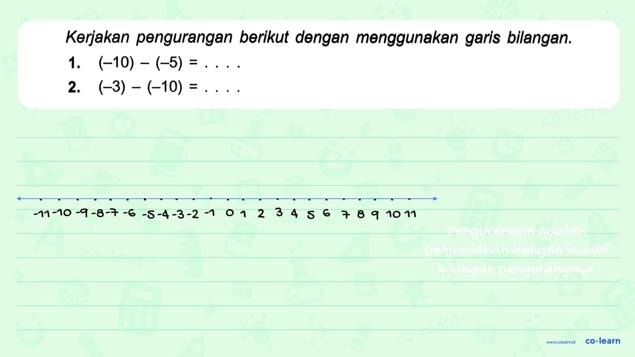 1. (-10) (55) ~ = 2. (-3) - (-10) =