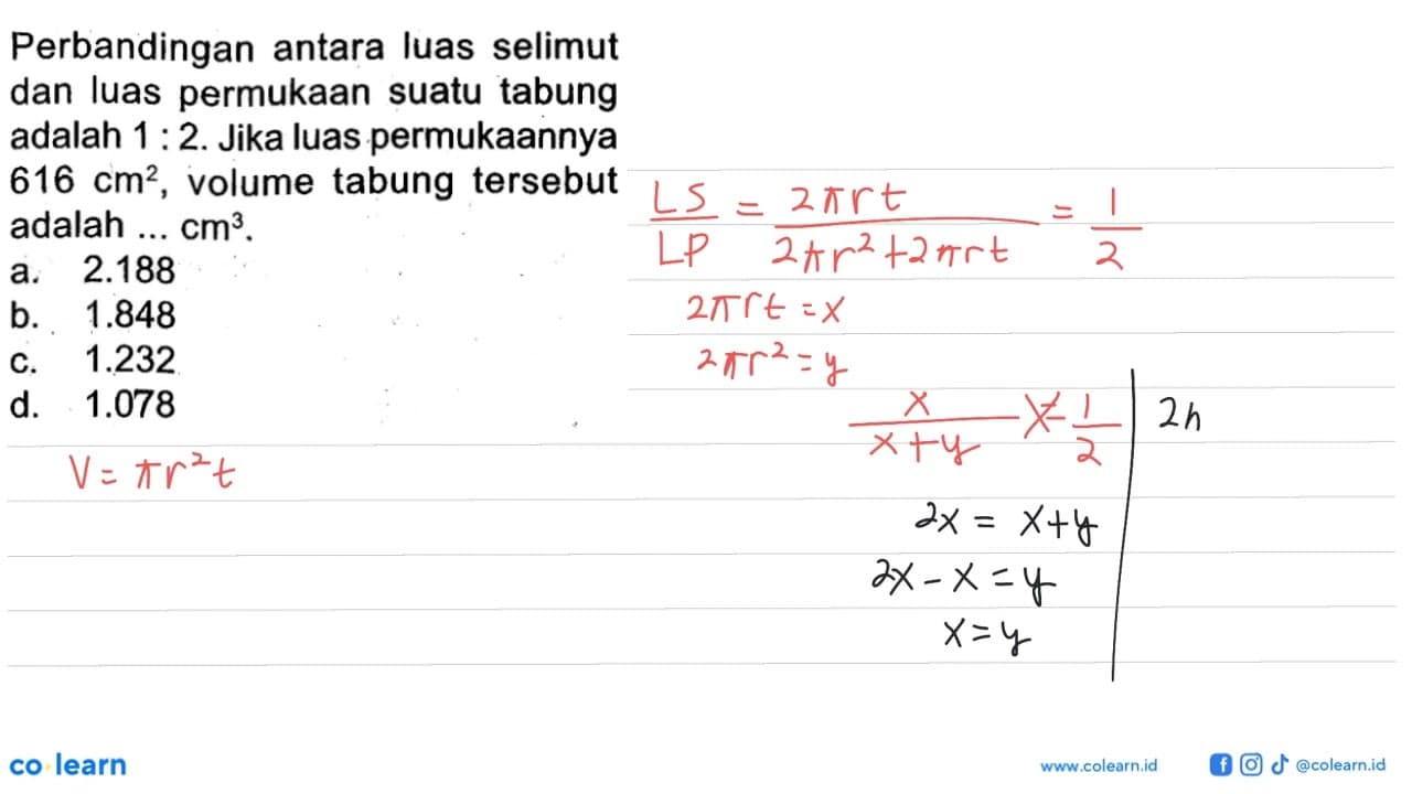 Perbandingan antara luas selimut dan luas permukaan suatu