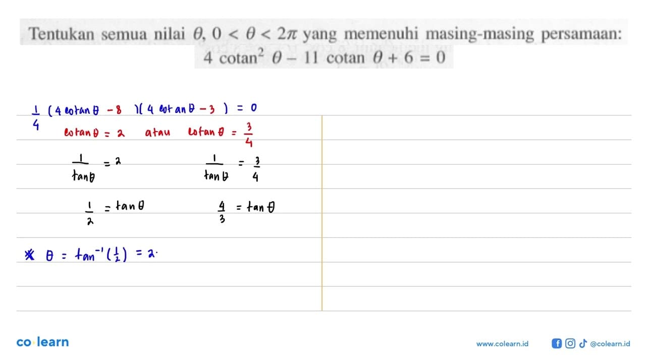 Tentukan semua nilai theta, 0<theta<2pi yang memenuhi