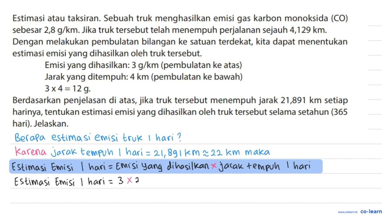 Estimasi atau taksiran. Sebuah truk menghasilkan emisi gas