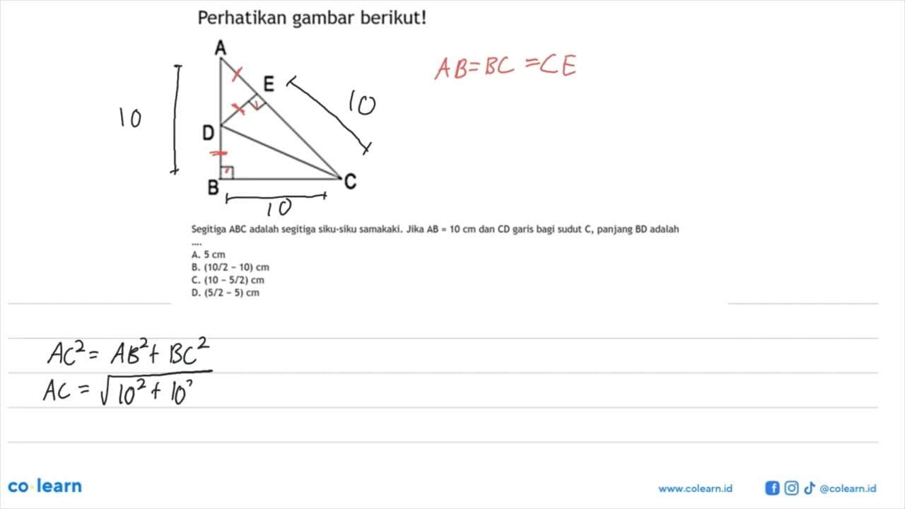 Perhatikan gambar berikut! A E D B C Segitiga ABC adalah