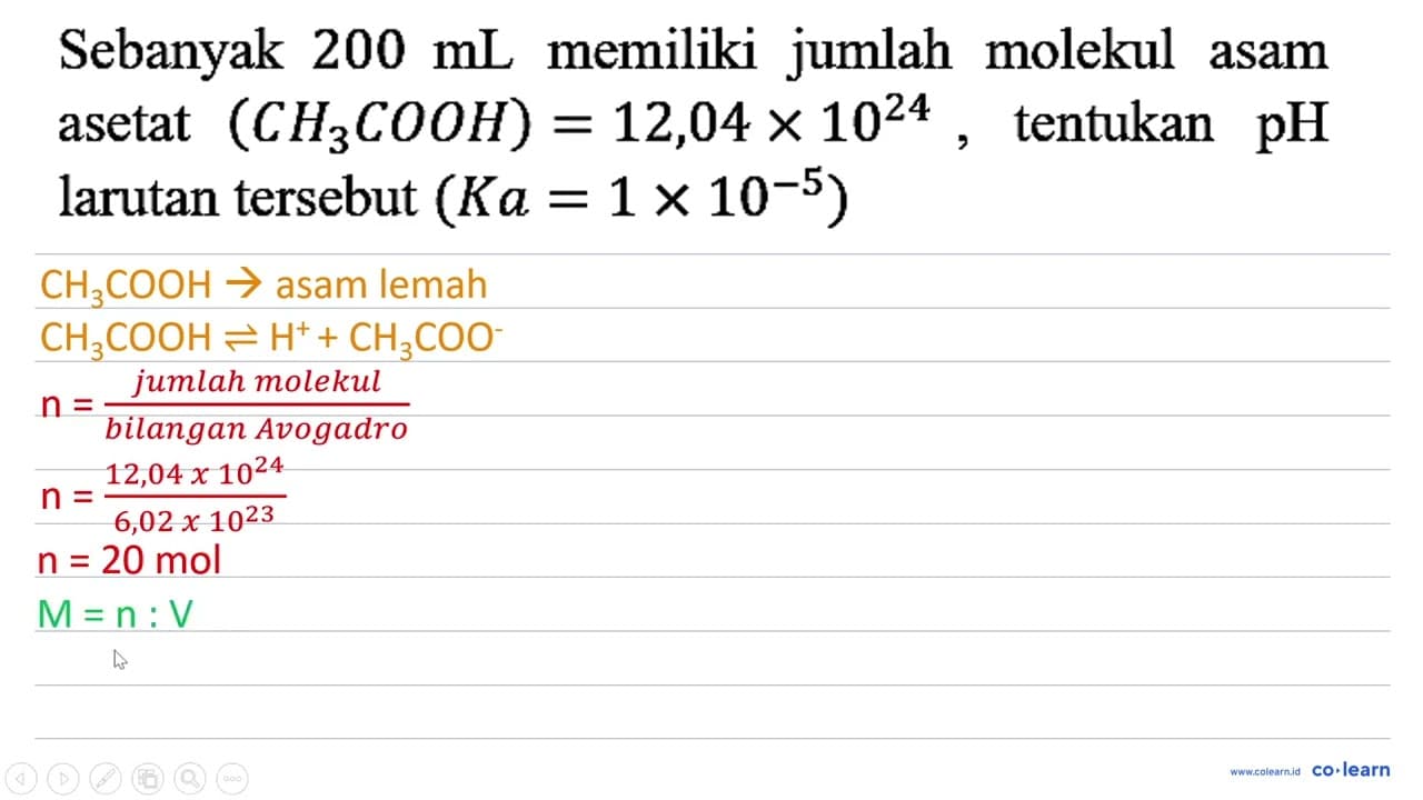 Sebanyak 200 mL memiliki jumlah molekul asam asetat