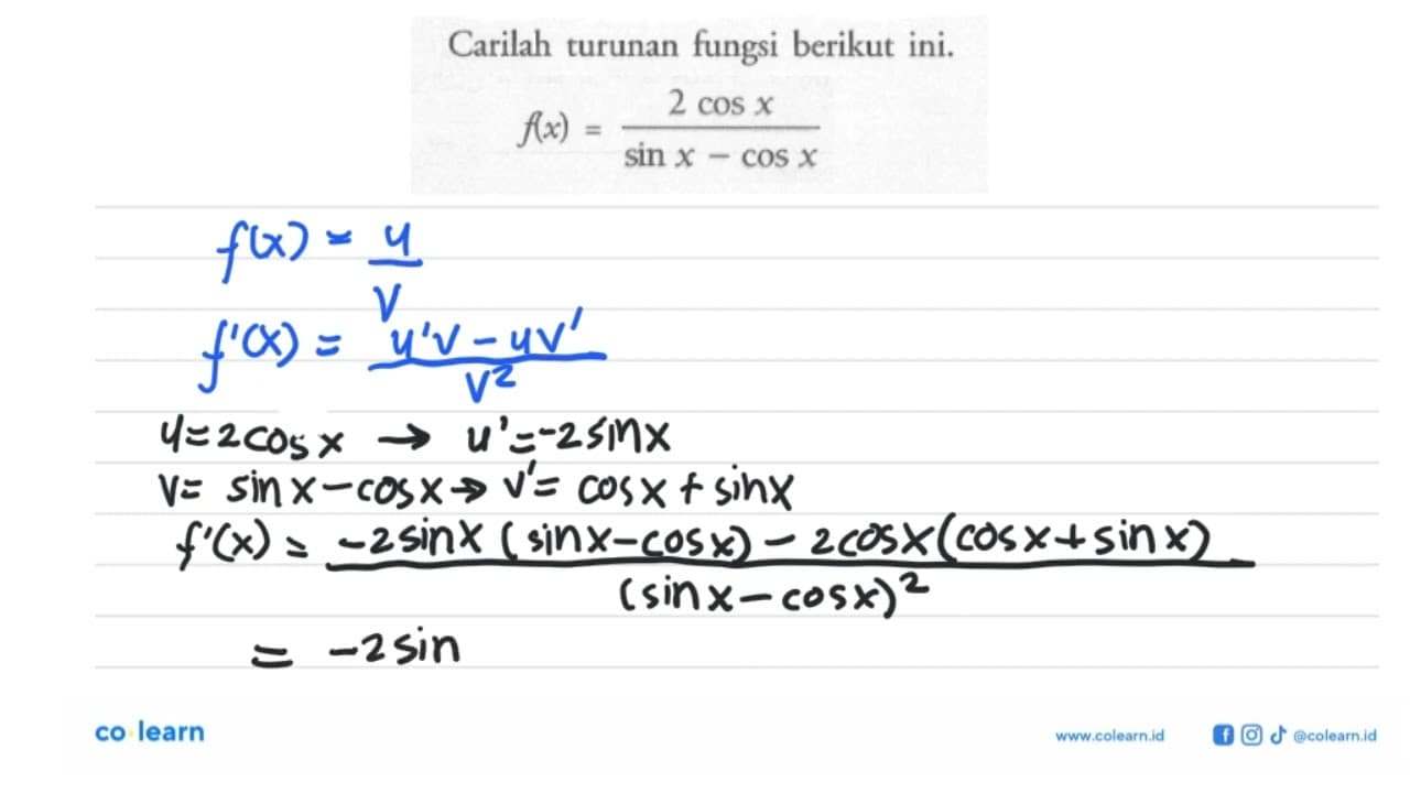 Carilah turunan fungsi berikut ini.