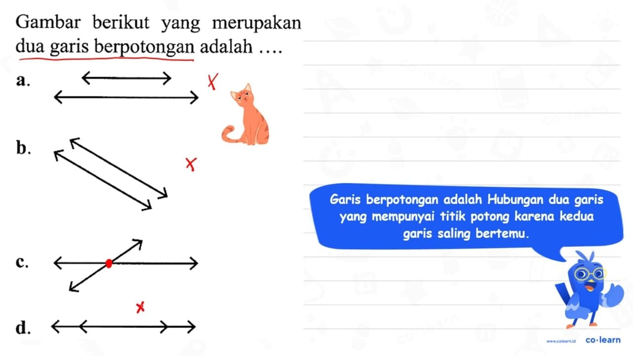 Gambar berikut yang merupakan dua garis berpotongan adalah