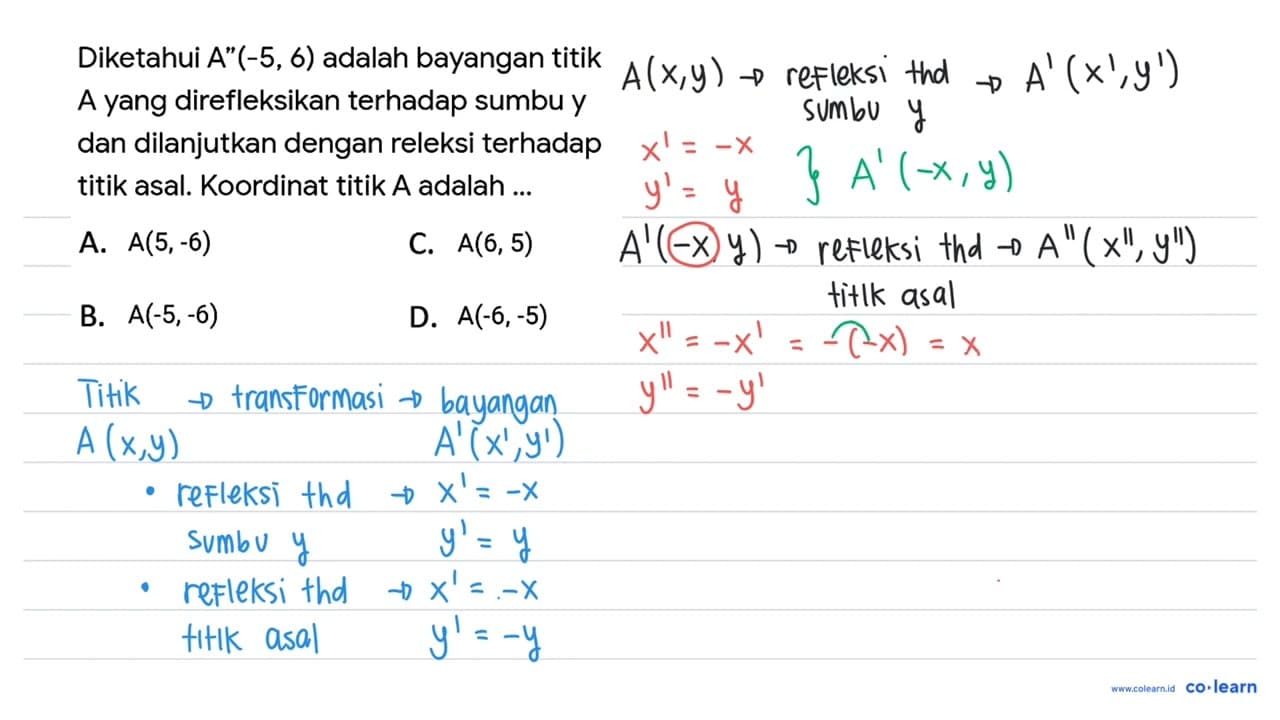 Diketahui A" (-5,6) adalah bayangan titik A yang