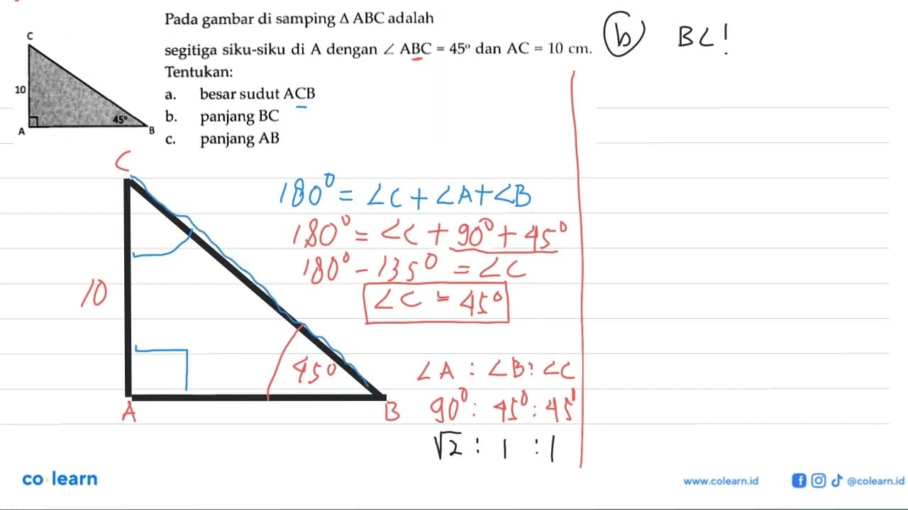 Pada gambar di samping segitiga ABC adalah segitiga