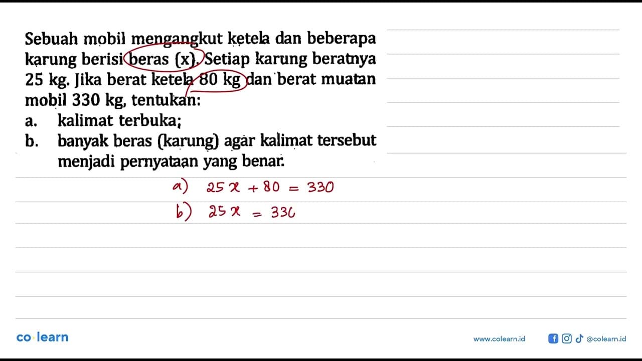 Sebuah mobil mengangkut ketela dan beberapa karung berisi