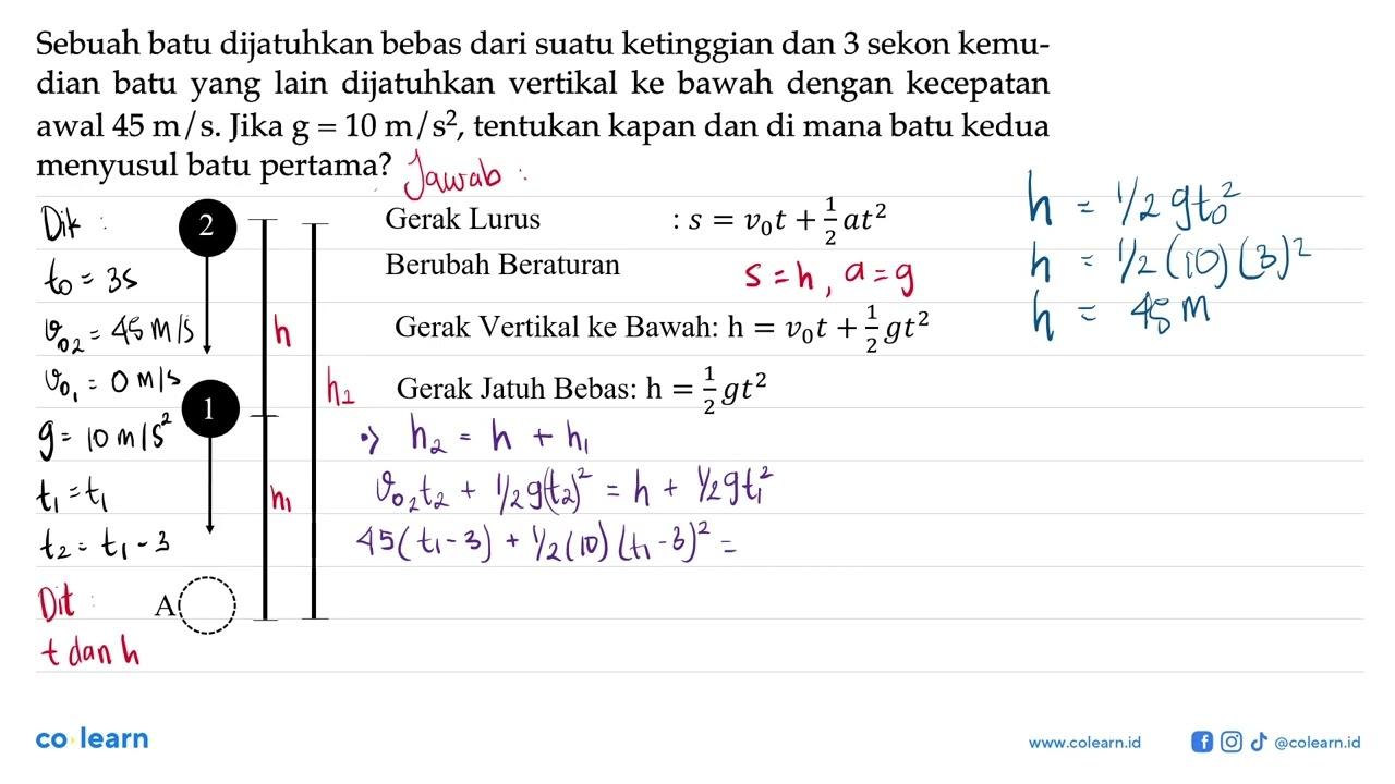 Sebuah batu dijatuhkan bebas dari suatu ketinggian dan 3