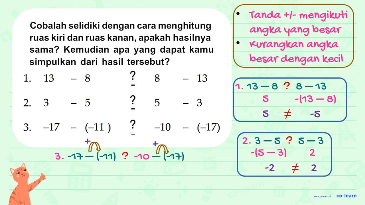 Cobalah selidiki dengan cara menghitung ruas kiri dan ruas