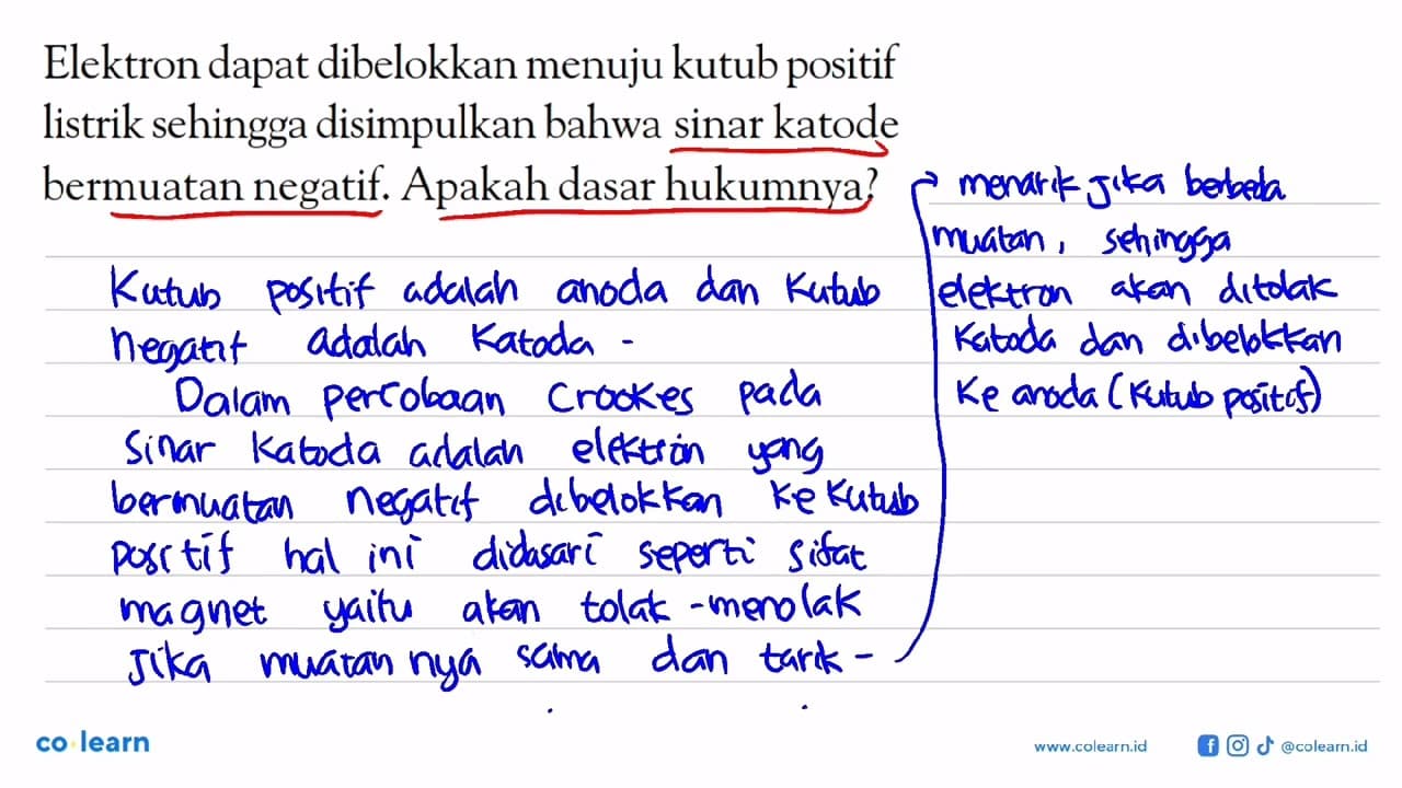 Elektron dapat dibelokkan menuju kutub positif listrik