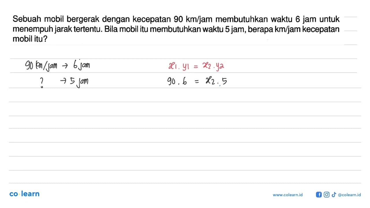 Sebuah mobil bergerak dengan kecepatan 90 km/jam