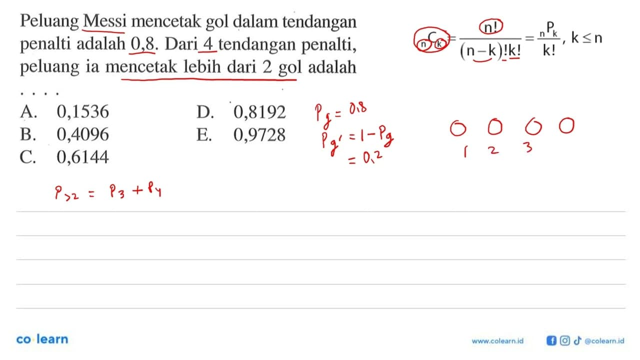 Peluang Messi mencetak gol dalam tendangan penalti adalah