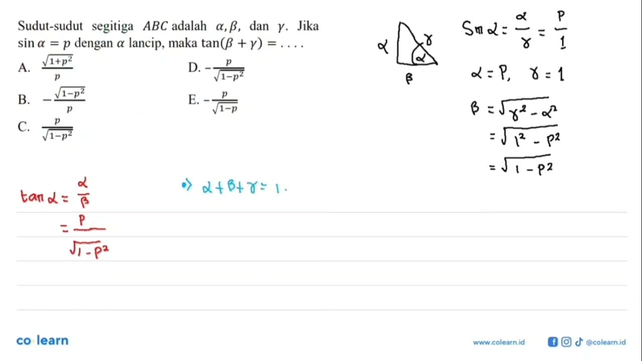 Sudut-sudut segitiga ABC adalah a, b, dan gamma. Jika sin