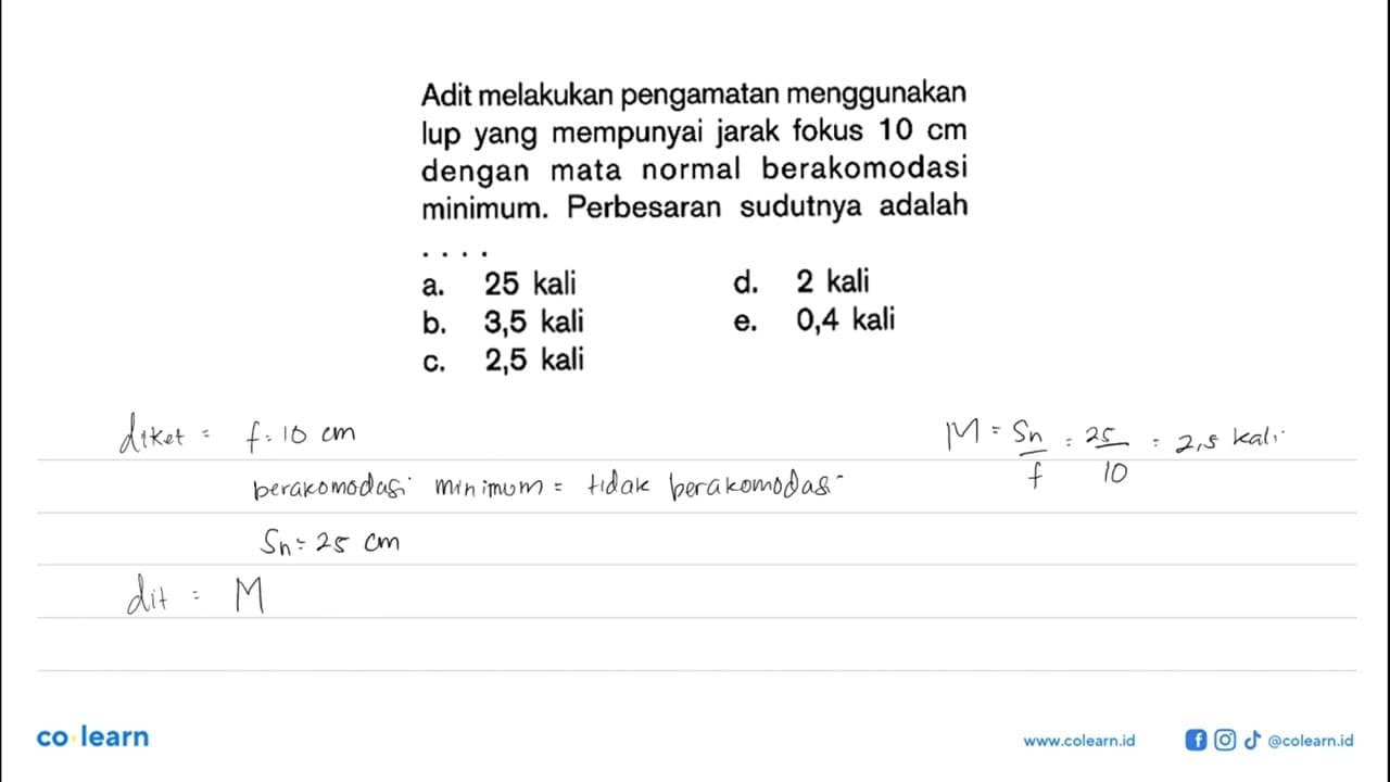 Adit melakukan pengamatan menggunakan lup yang mempunyai