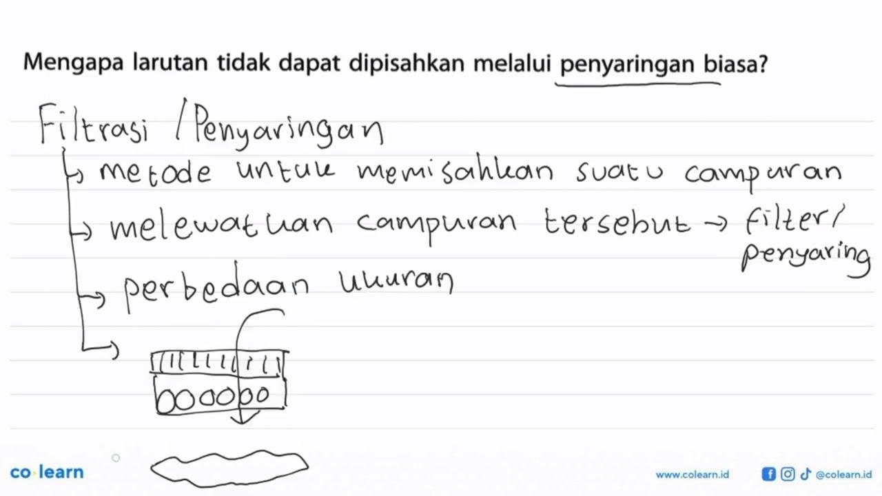 Mengapa larutan tidak dapat dipisahkan melalui penyaringan