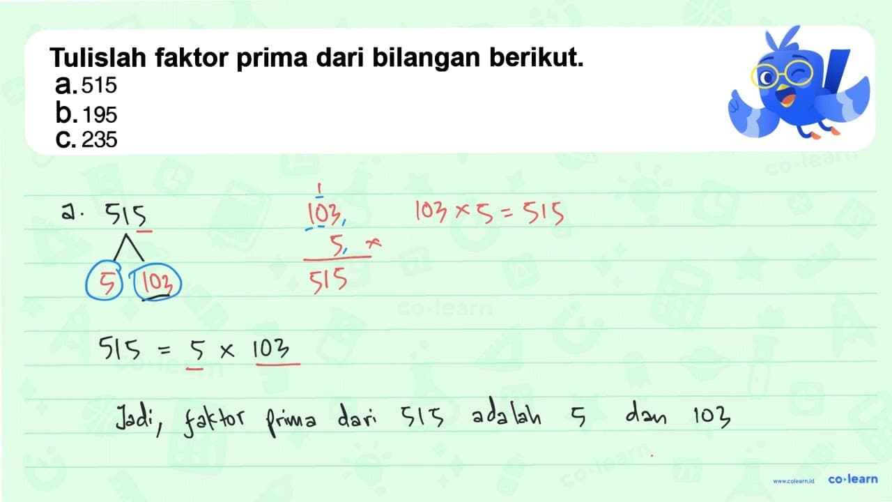 a. 515 b. 195 c. 235