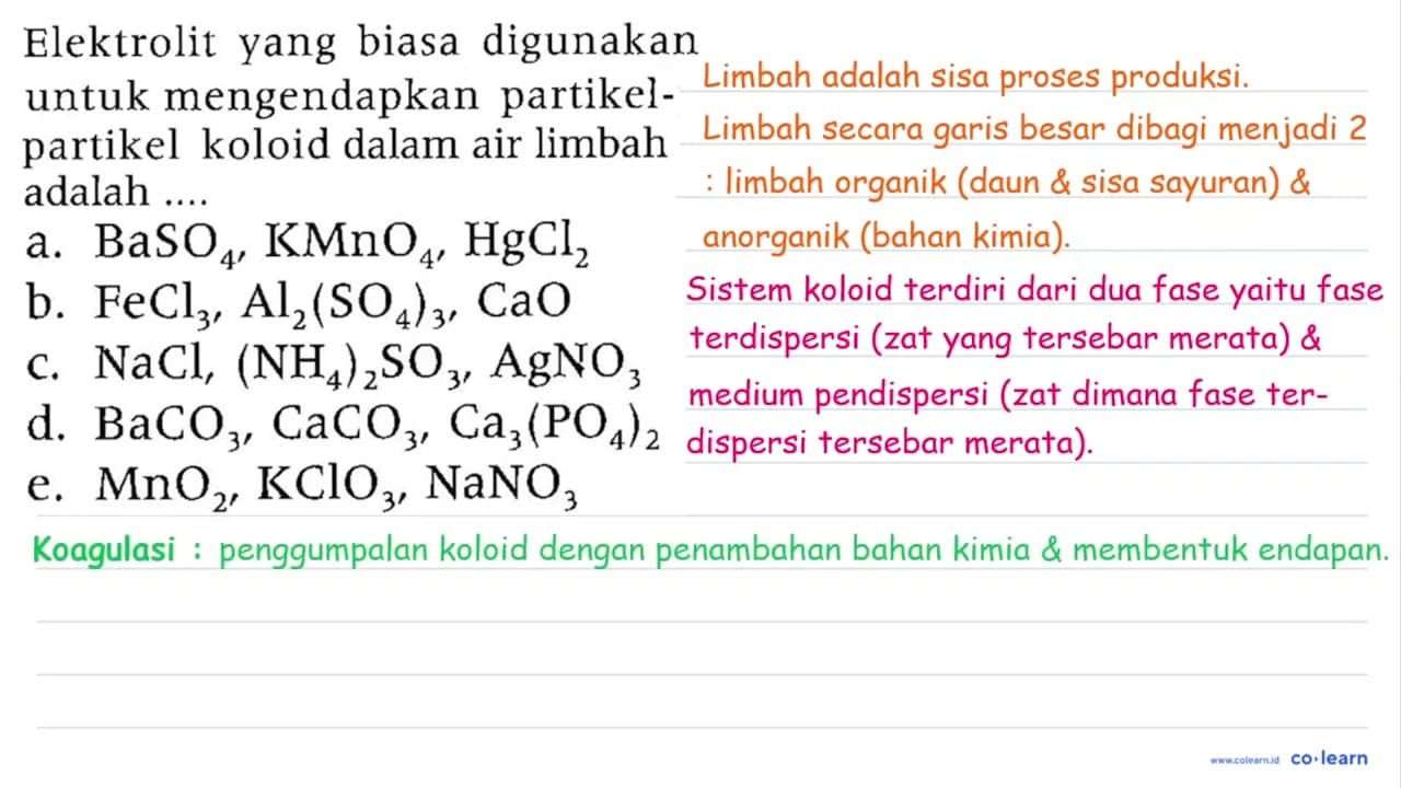 Elektrolit yang biasa digunakan untuk mengendapkan