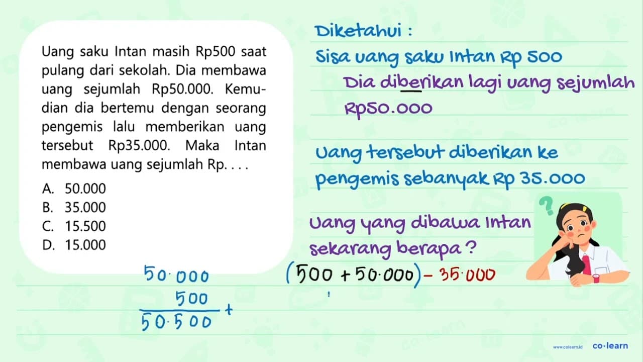Uang saku Intan masih Rp500 saat pulang dari sekolah. Dia