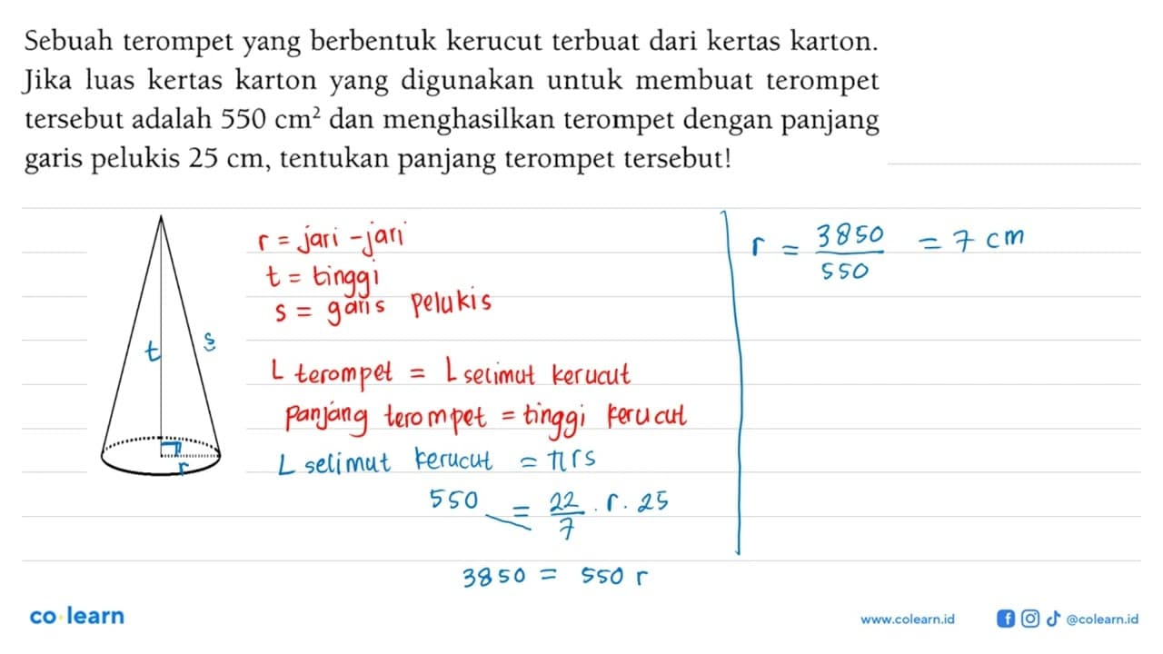 Sebuah terompet yang berbentuk kerucut terbuat dari kertas