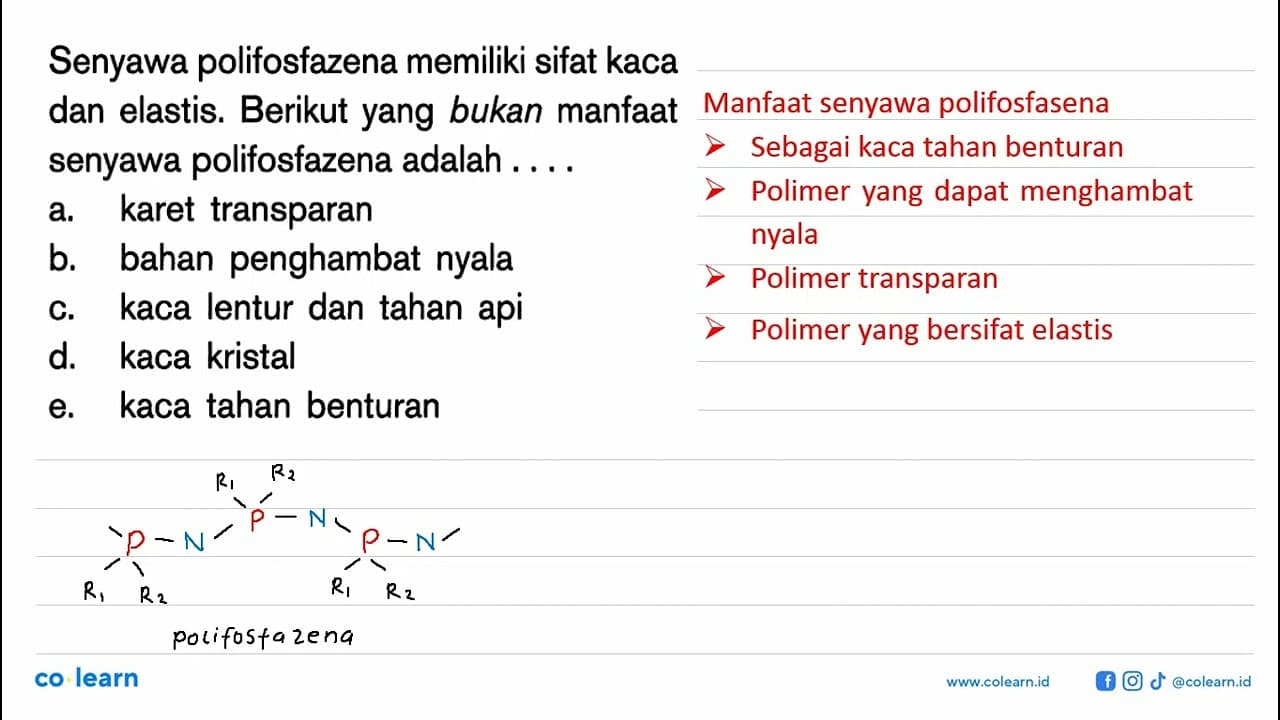 Senyawa polifosfazena memiliki sifat kaca dan elastis.