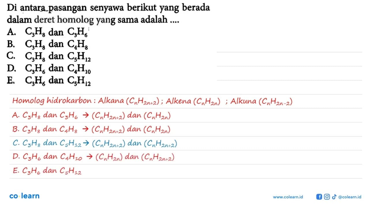 Di antara-pasangan senyawa berikut yang berada dalam deret