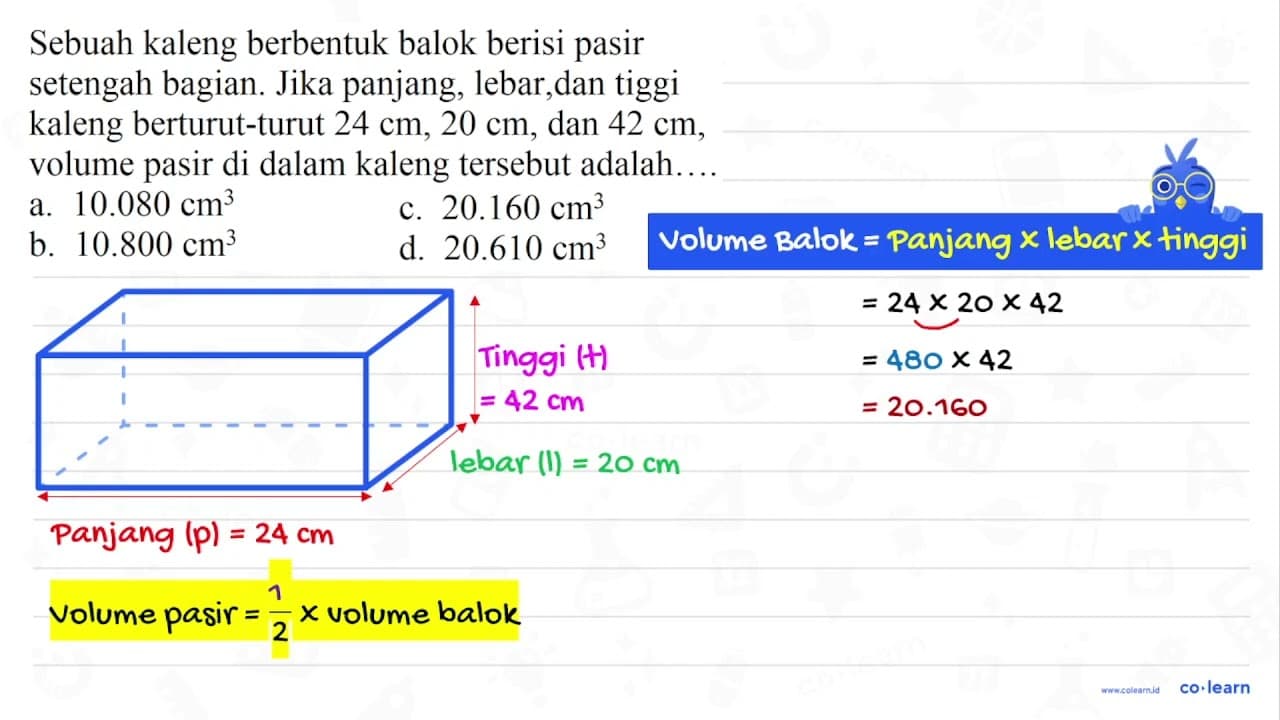 Sebuah kaleng berbentuk balok berisi pasir setengah bagian.