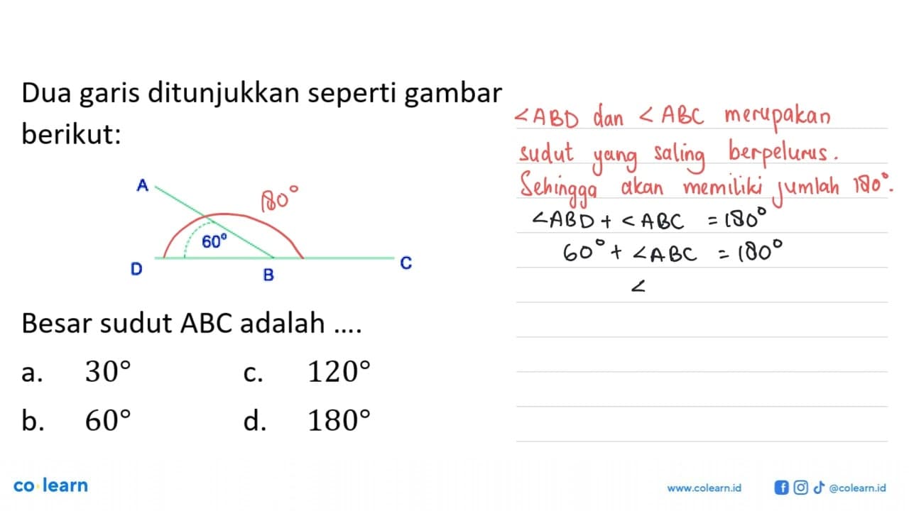 Dua garis ditunjukkan seperti gambar berikut: A 60 D B C