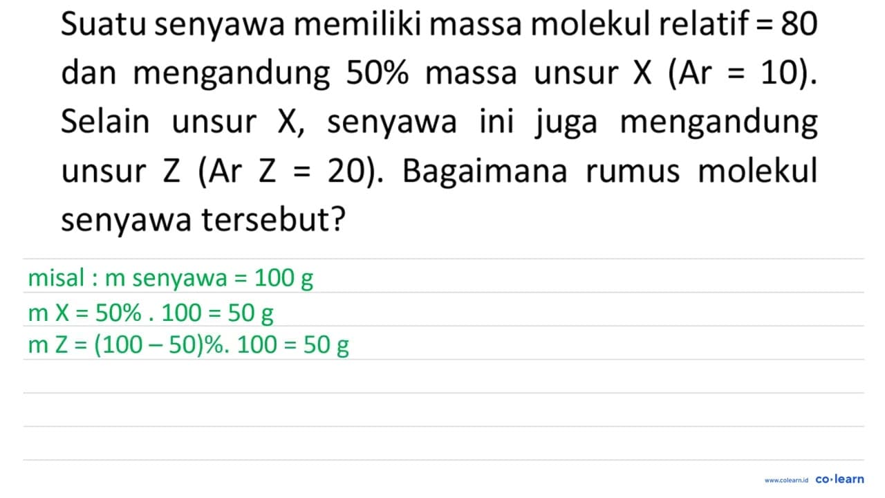 Suatu senyawa memiliki massa molekul relatif =80 dan