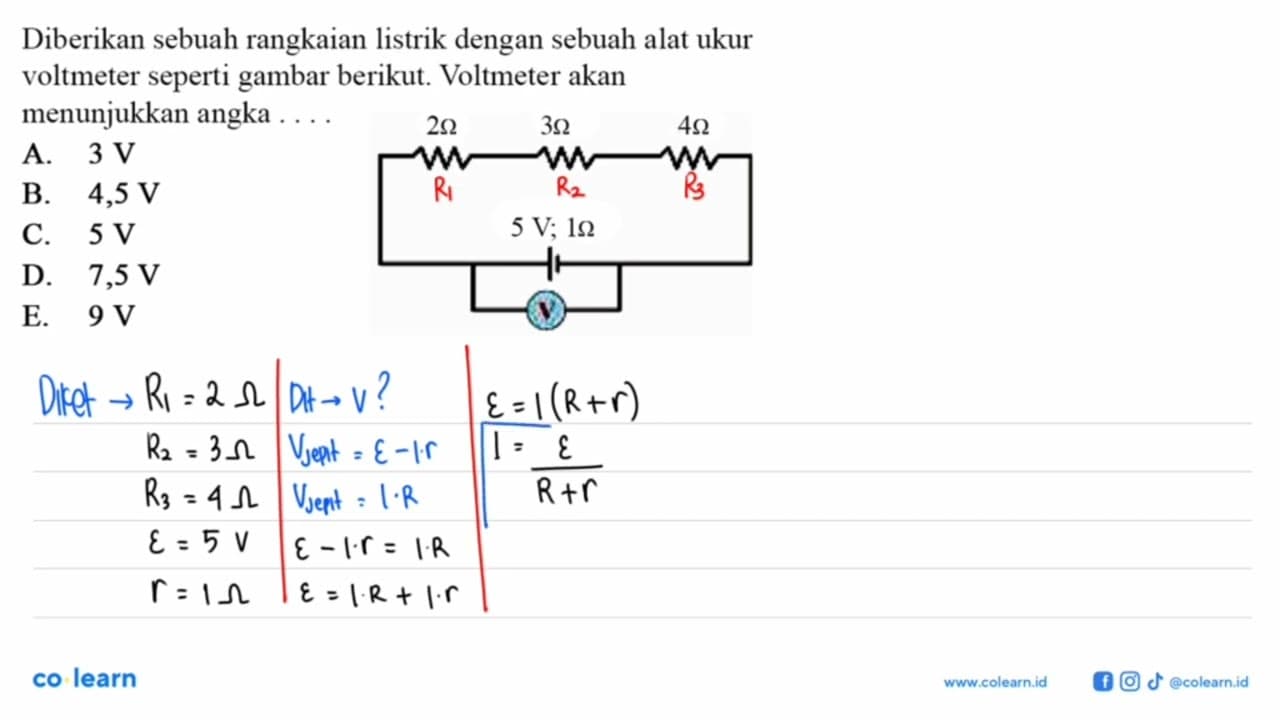 Diberikan sebuah rangkaian listrik dengan sebuah alat ukur